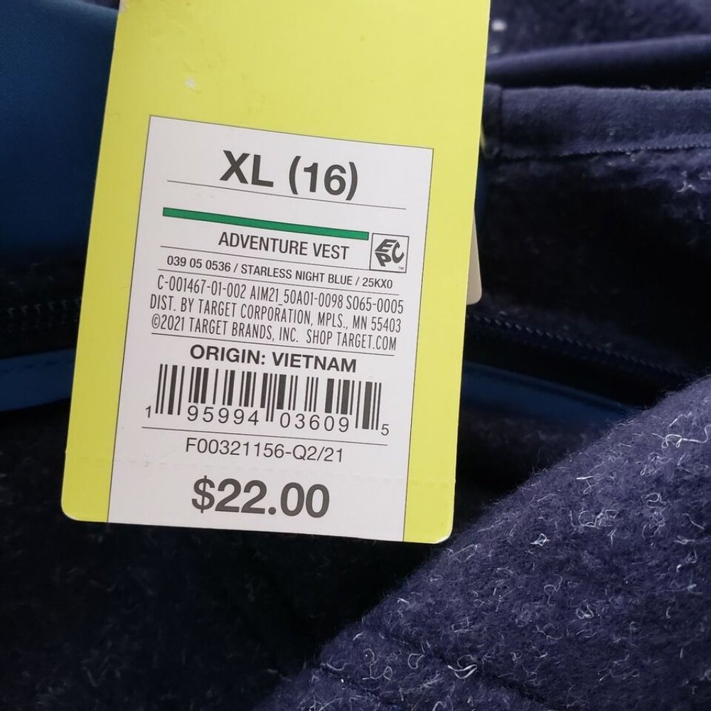 All In Motion Adventure Vest Full-Zip Youth XL 16 Blue Pockets Kids Boys NWT - Picture 9 of 11